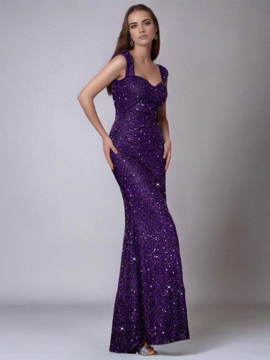 Mermaid Sequin Spaghetti Strap High-Waist Gown - Image 9