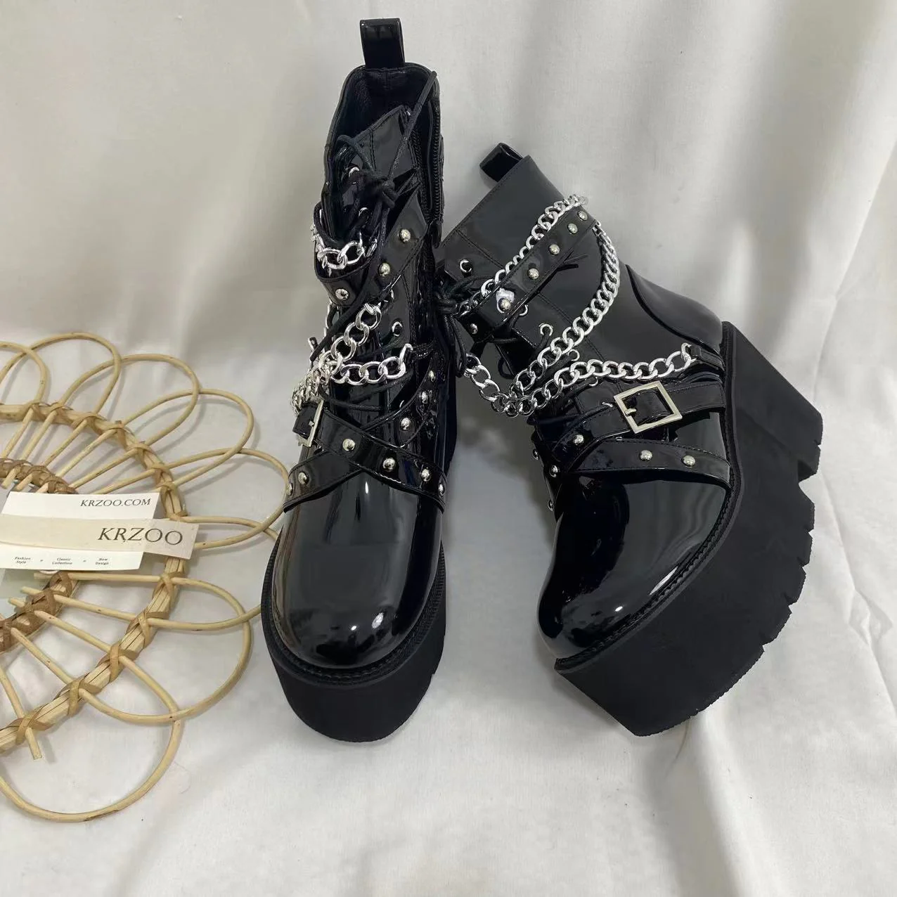 Metal Chain Martin Boots - Image 2