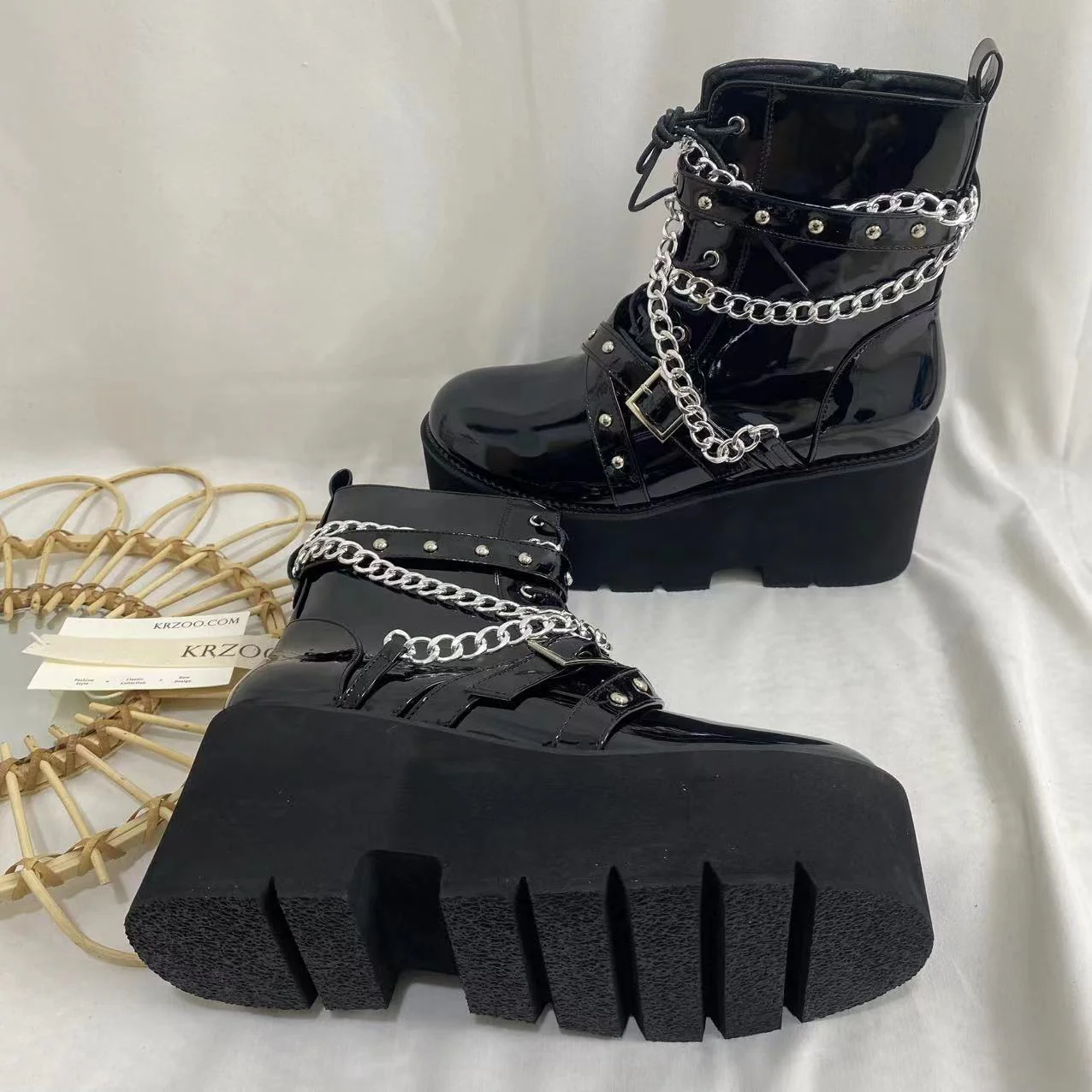 Metal Chain Martin Boots - Image 3