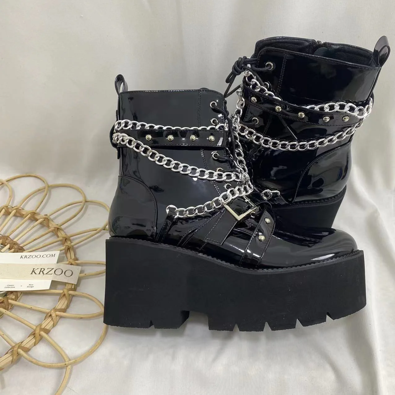 Metal Chain Martin Boots - Image 4