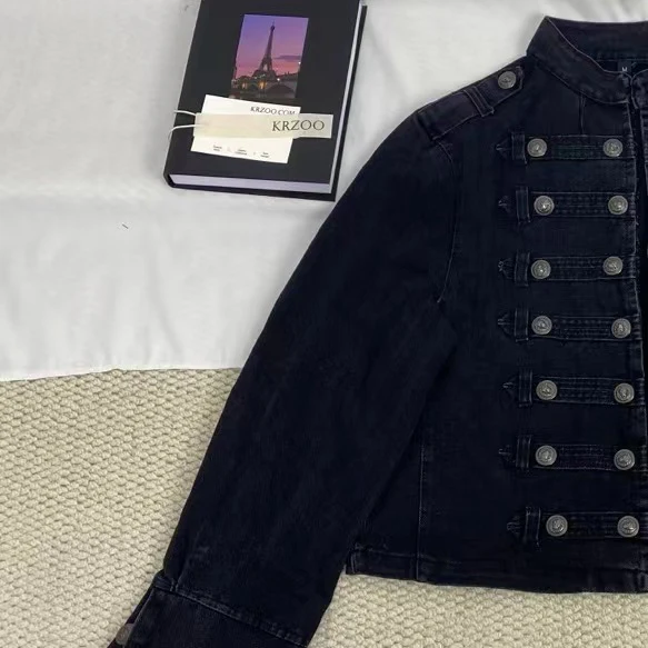 Metal Double-Breasted Denim Jacket - Image 3