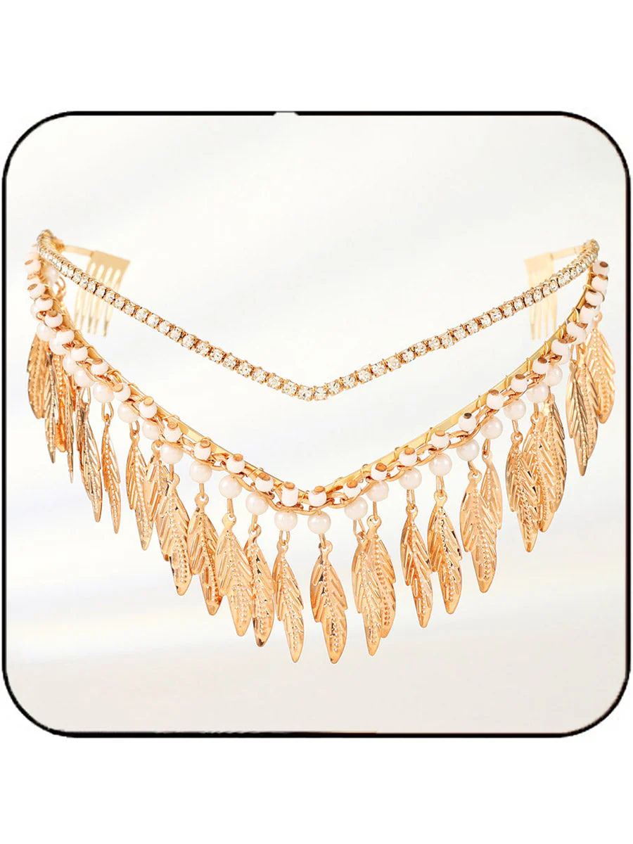 Metal Leaf Tassel Goddess Headdress - Image 2