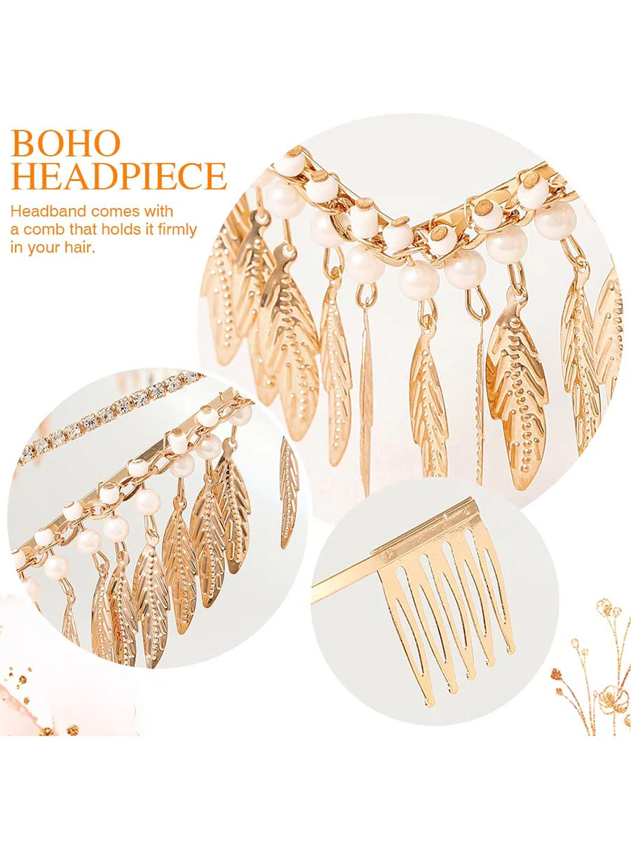 Metal Leaf Tassel Goddess Headdress - Image 3
