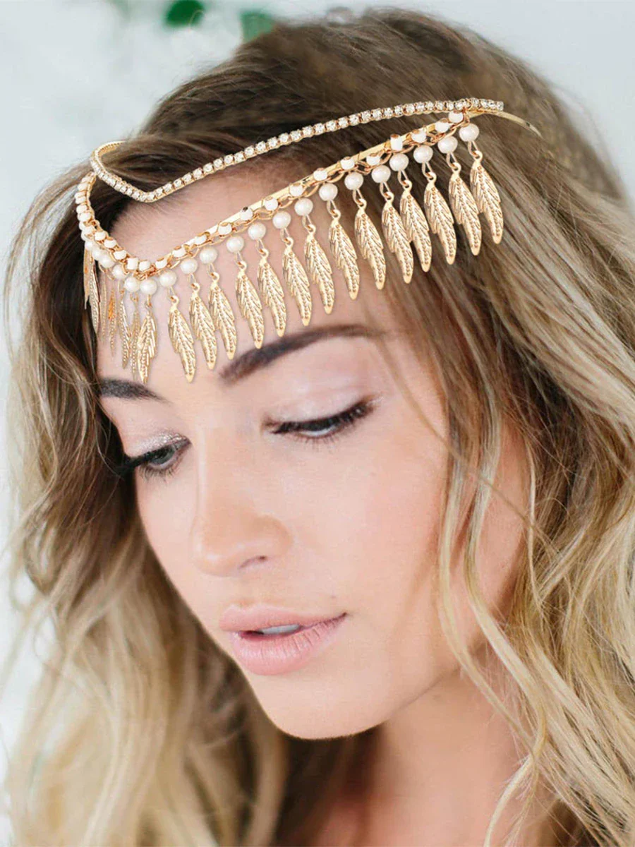 Metal Leaf Tassel Goddess Headdress - Image 4
