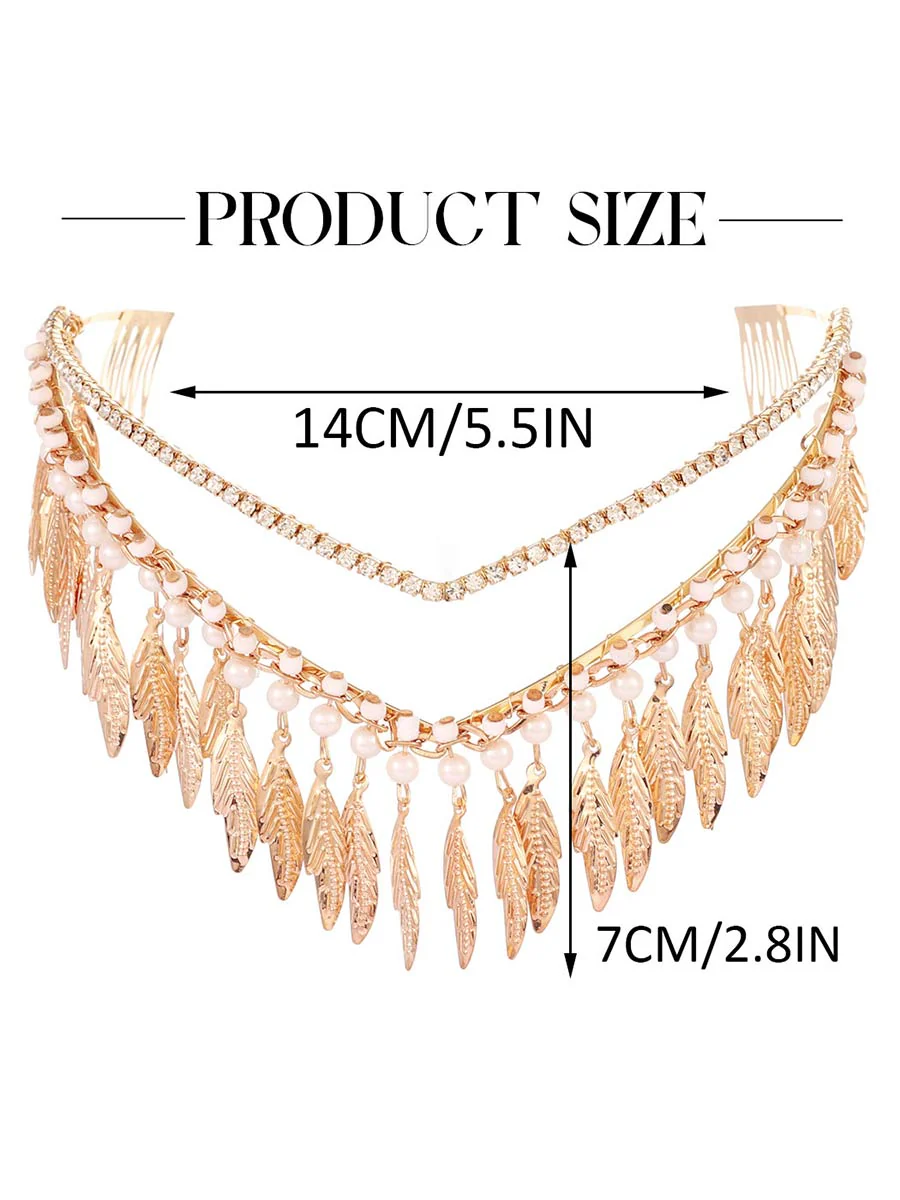 Metal Leaf Tassel Goddess Headdress - Image 6