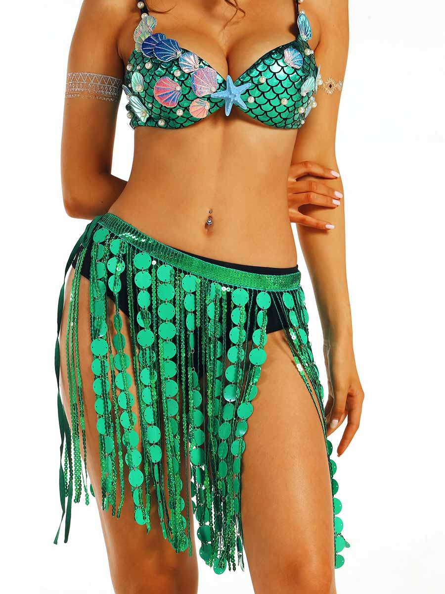 Ocean-Style Green Sequin Two-Piece Set - Image 6