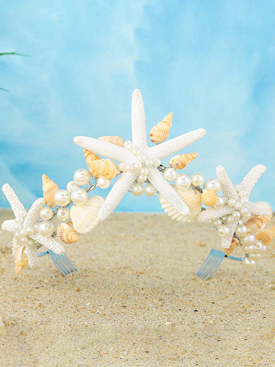 Ocean Style Pearl Shell Starfish Crown - Image 2