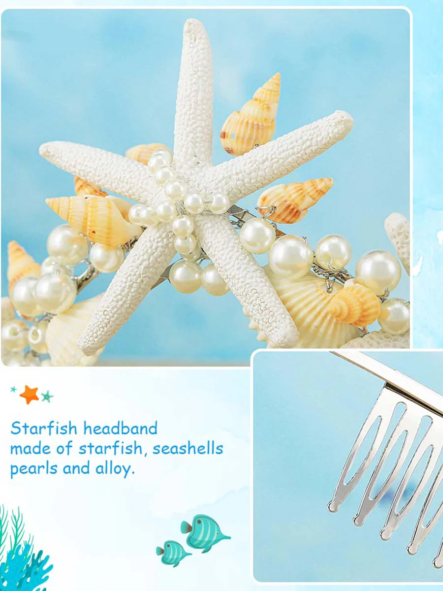 Ocean Style Pearl Shell Starfish Crown - Image 4