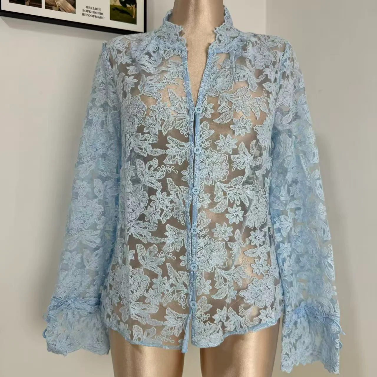 Openwork Casual Lace Shirt - Image 7