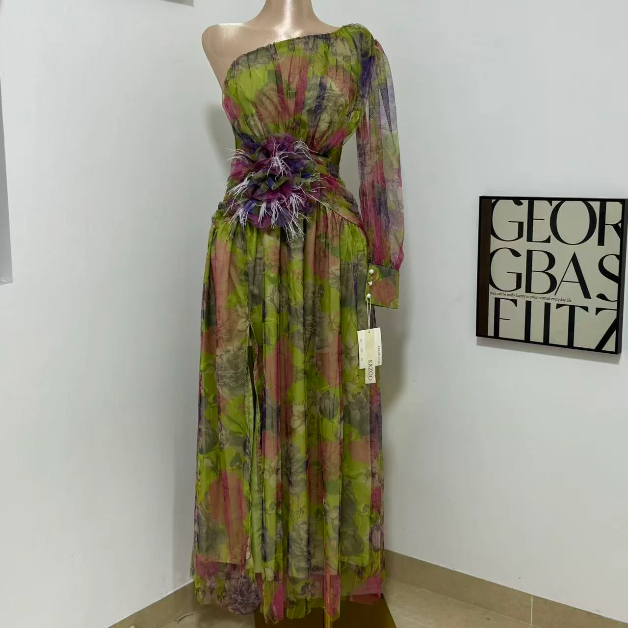 Party Mesh One-Shoulder Dress