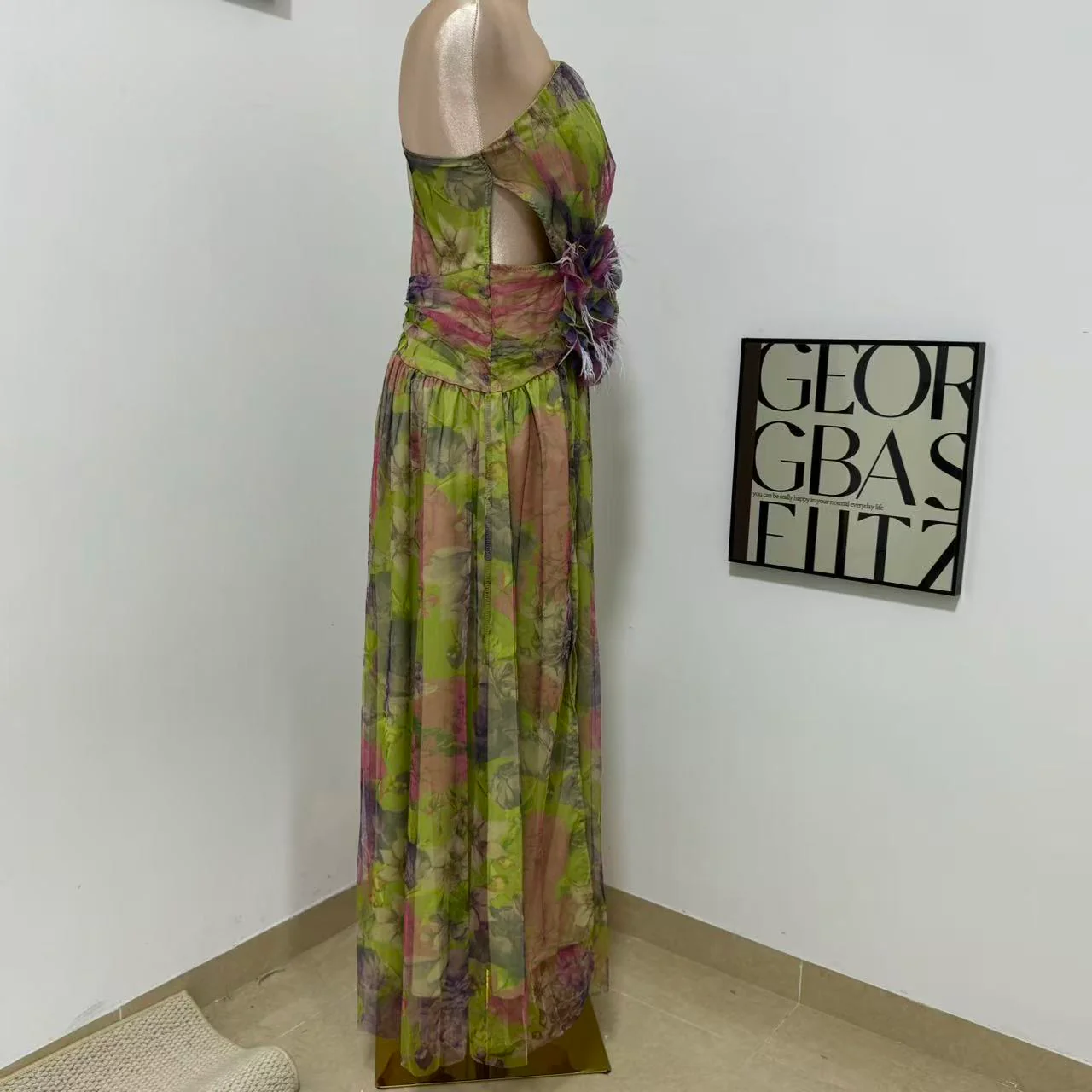 Party Mesh One-Shoulder Dress - Image 2