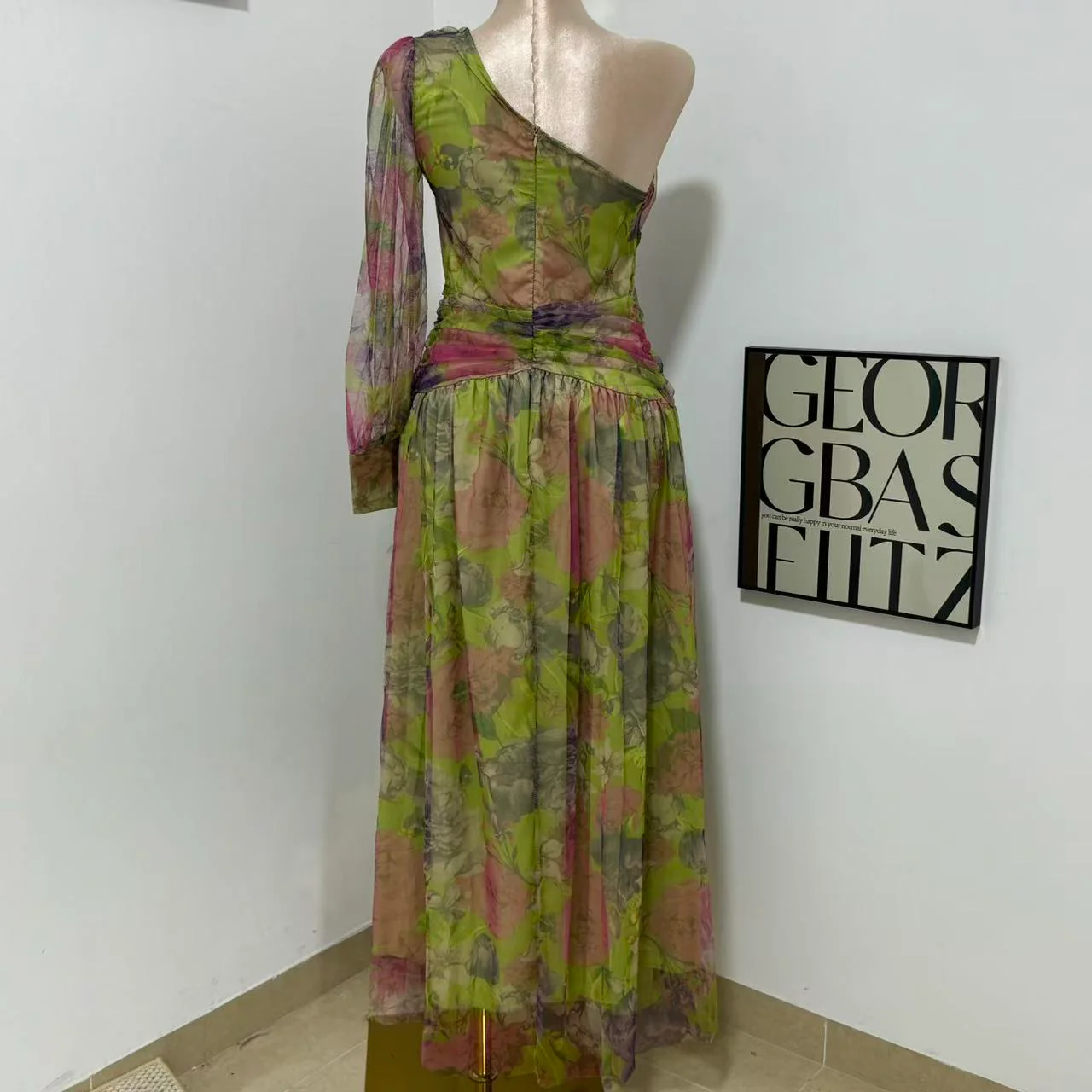 Party Mesh One-Shoulder Dress - Image 3