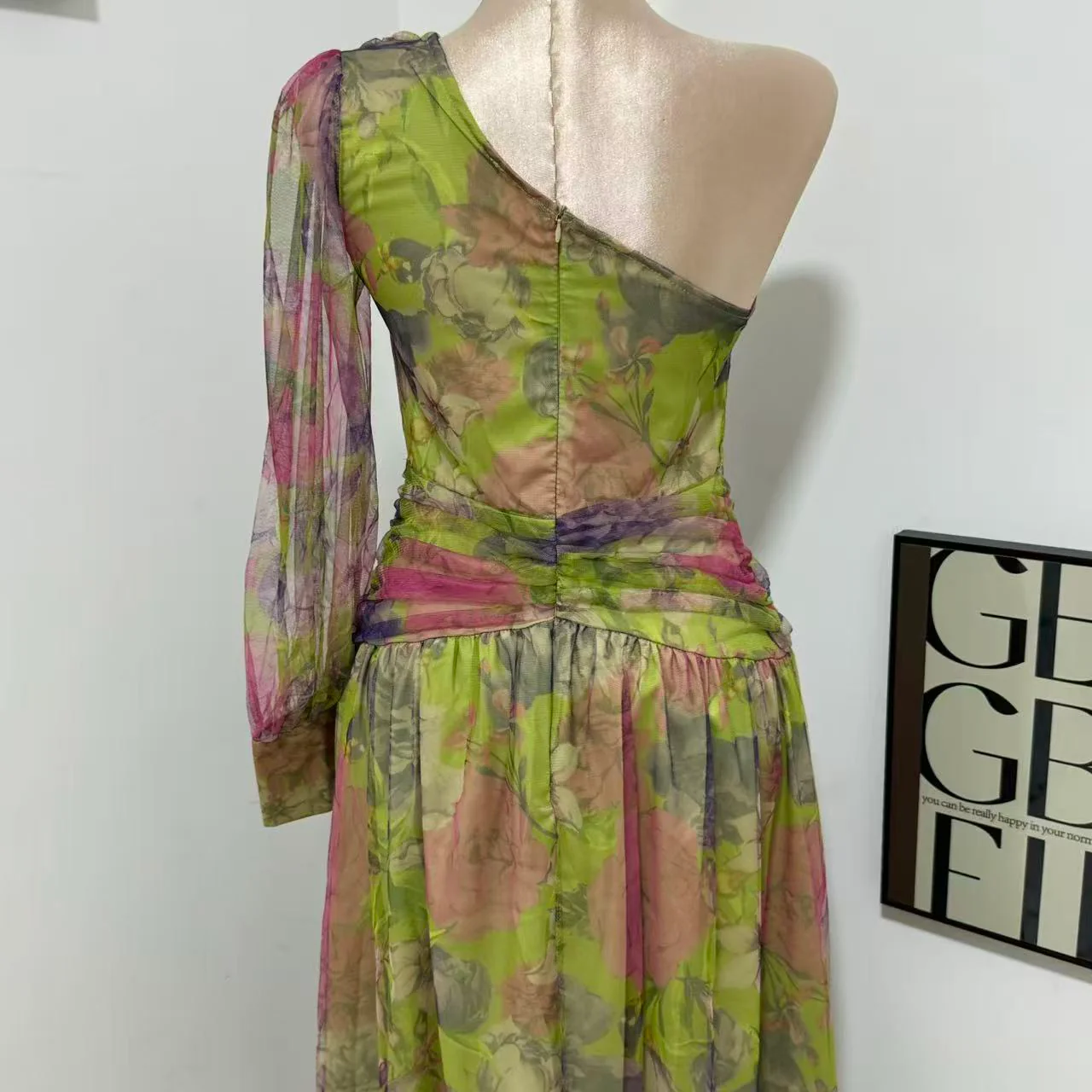 Party Mesh One-Shoulder Dress - Image 5
