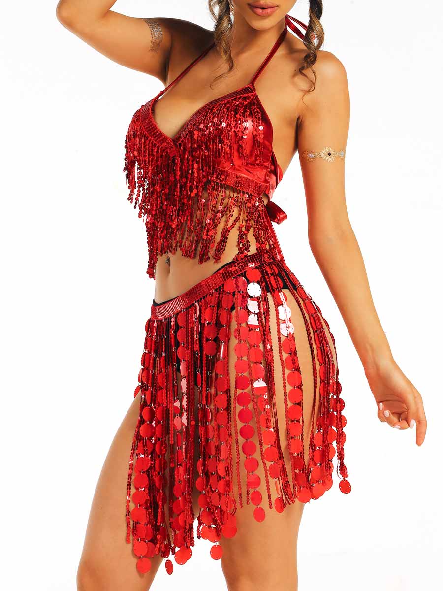 Party-Style Red Sequin Tassel Set - Image 3