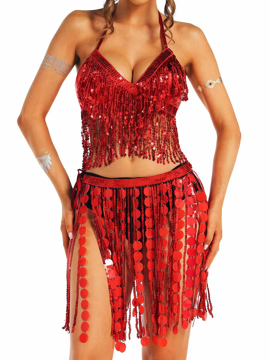 Party-Style Red Sequin Tassel Set - Image 4
