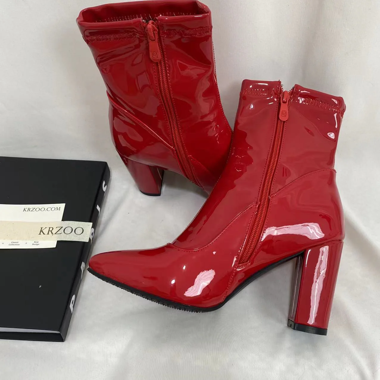 Patent Leather Pointed-Toe Ankle Boots - Image 4