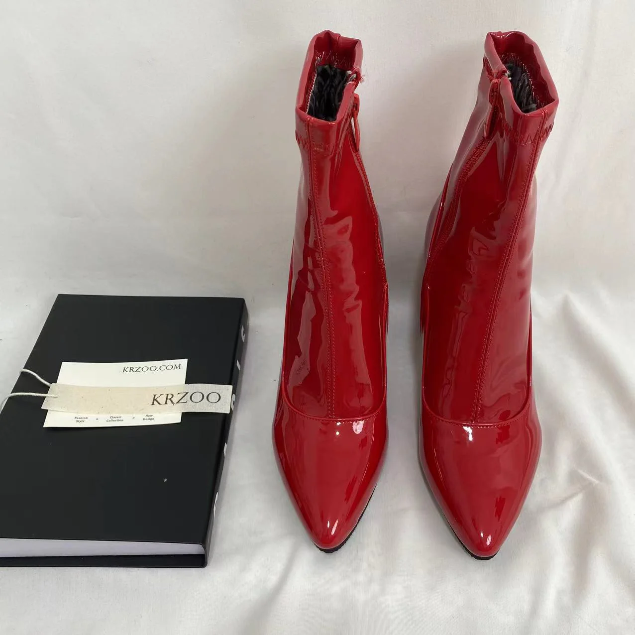 Patent Leather Pointed-Toe Ankle Boots - Image 5