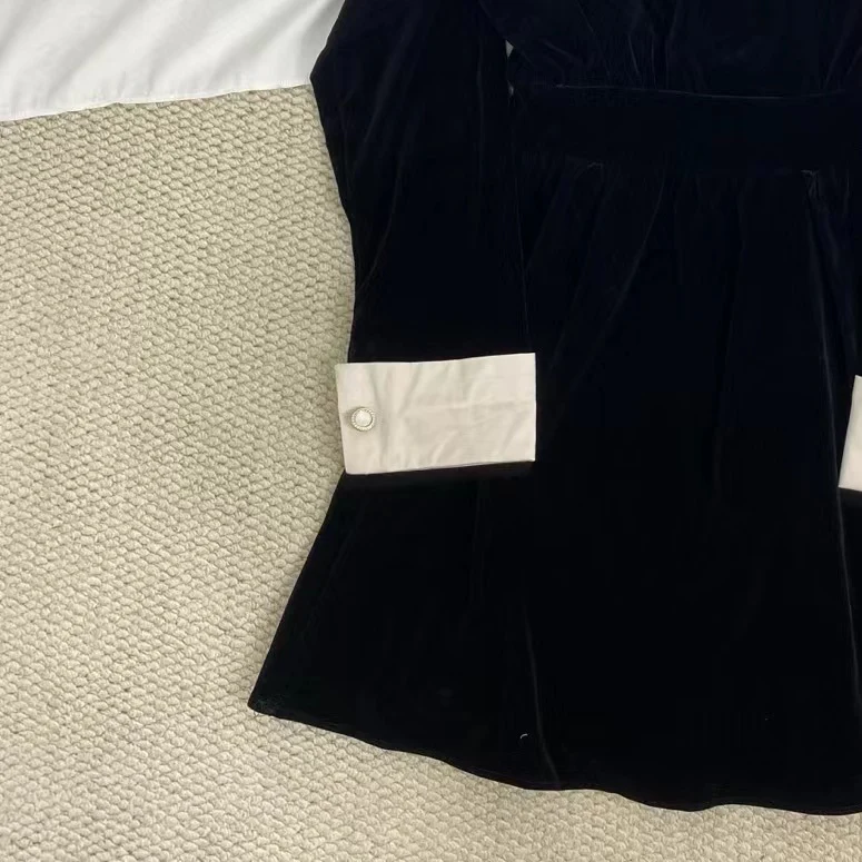 Pearl Black Velvet Dress - Image 4