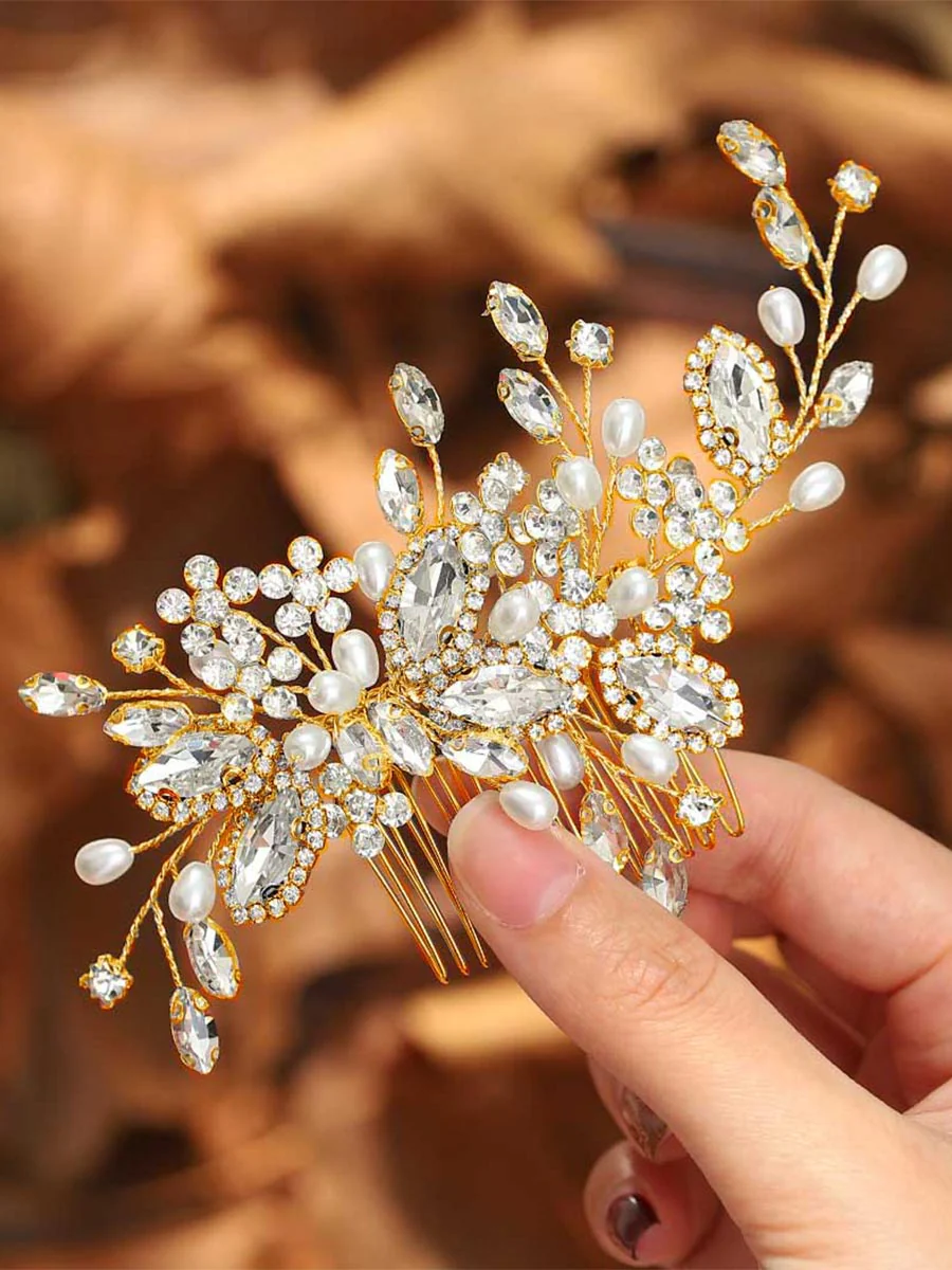 Pearl Crystal Silver Wedding Hair Comb - Image 2