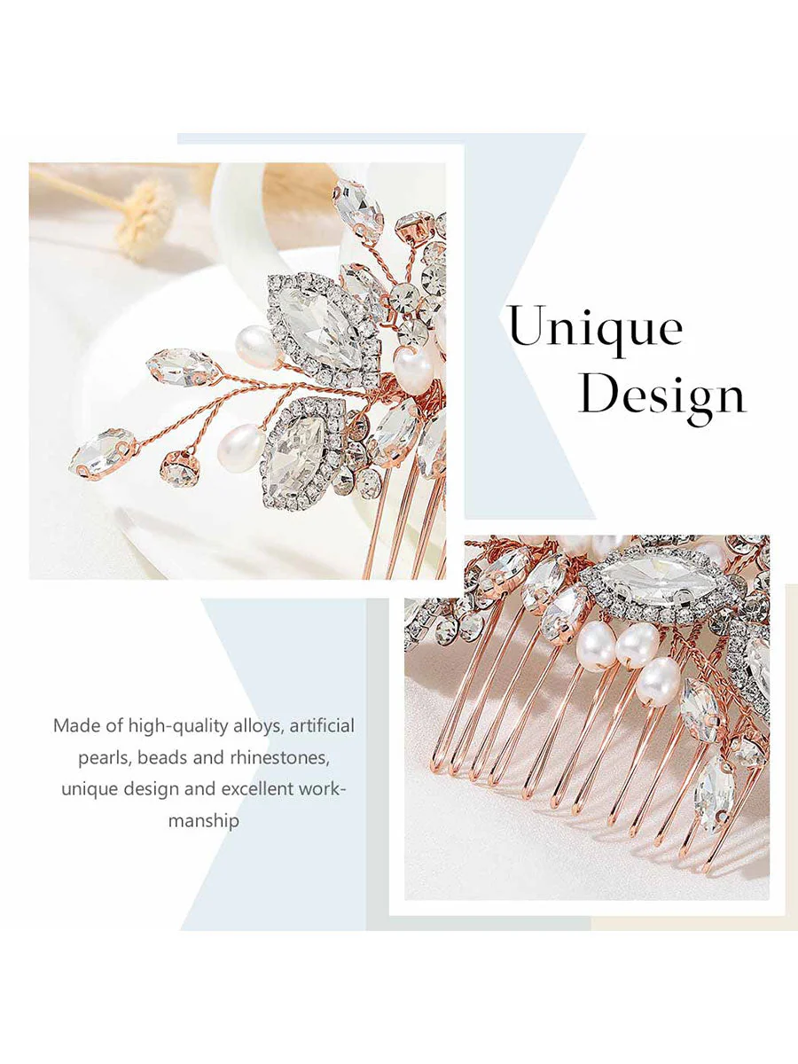 Pearl Crystal Silver Wedding Hair Comb - Image 3