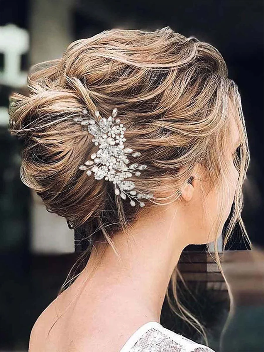 Pearl Crystal Silver Wedding Hair Comb - Image 7