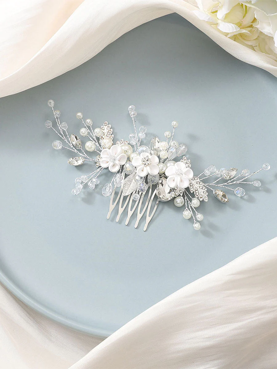 Pearl Flower Crystal Wedding Hair Comb - Image 2