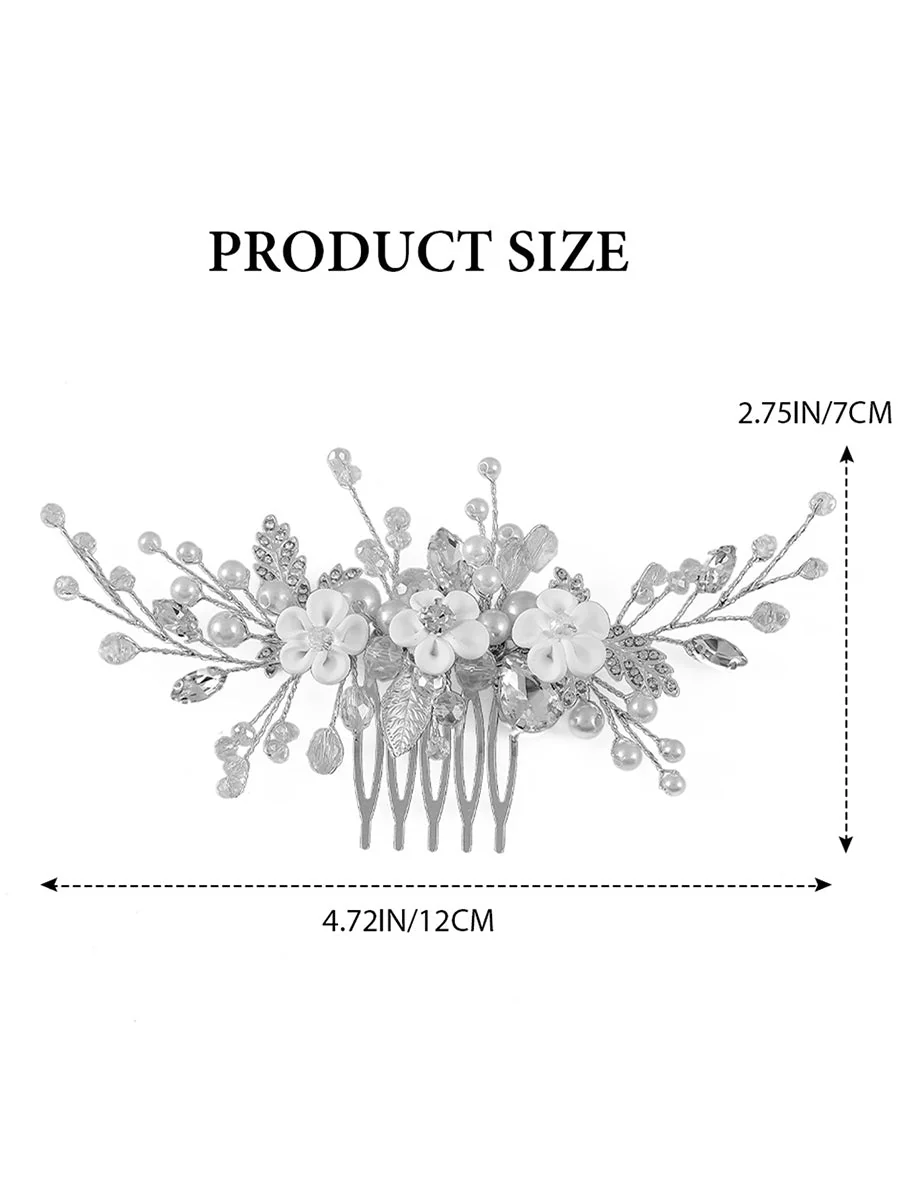 Pearl Flower Crystal Wedding Hair Comb - Image 4
