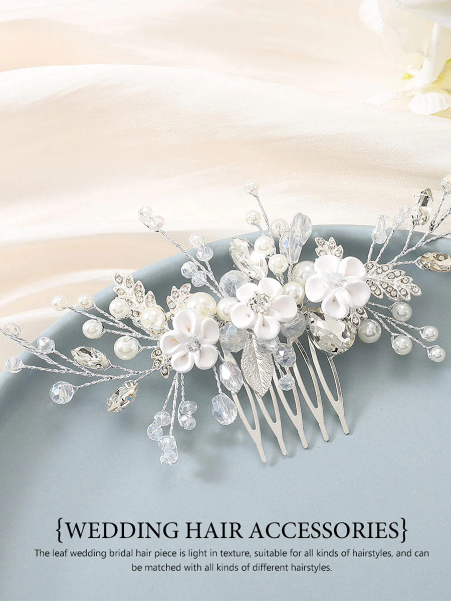 Pearl Flower Crystal Wedding Hair Comb - Image 5