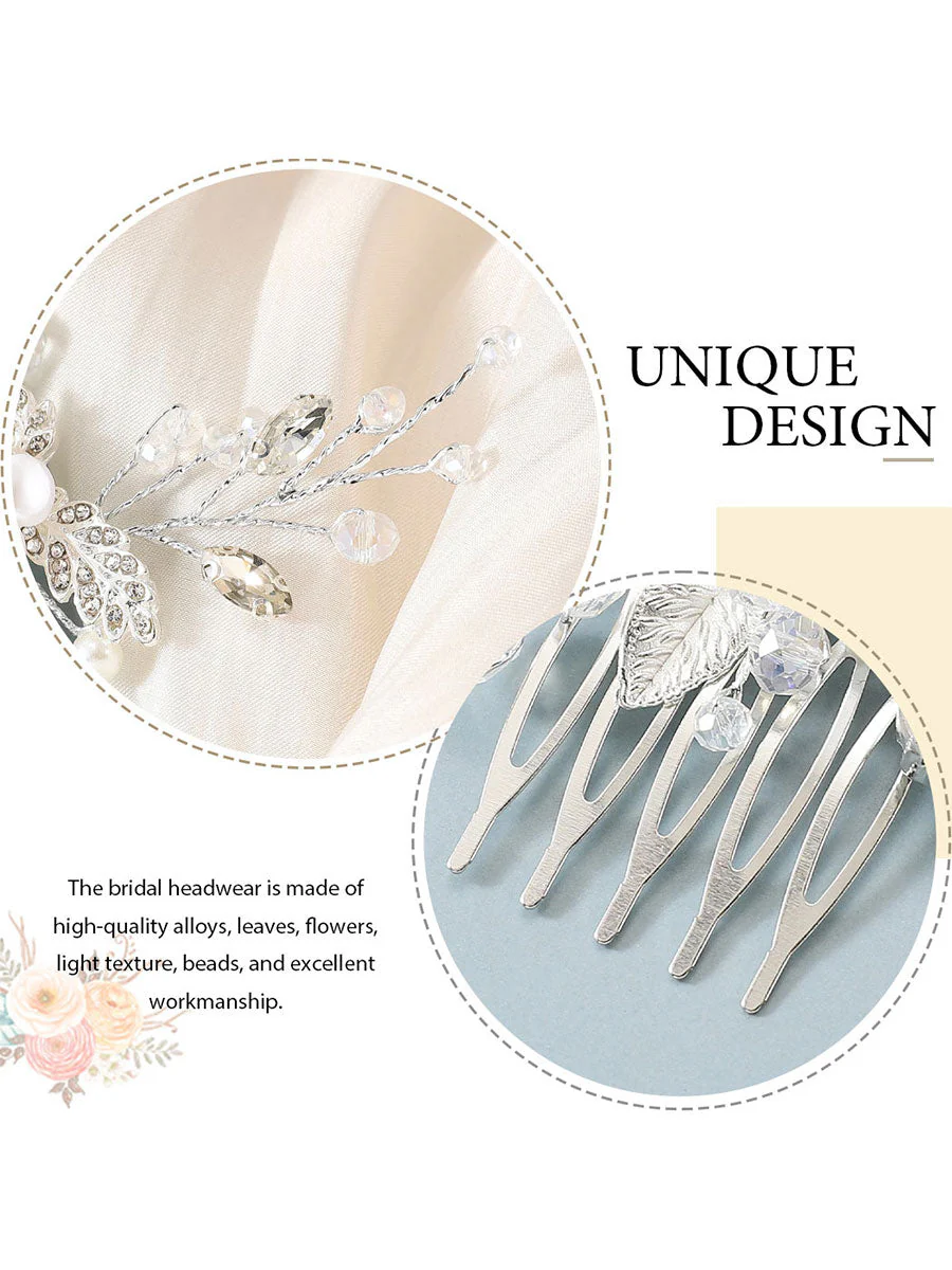 Pearl Flower Crystal Wedding Hair Comb - Image 6