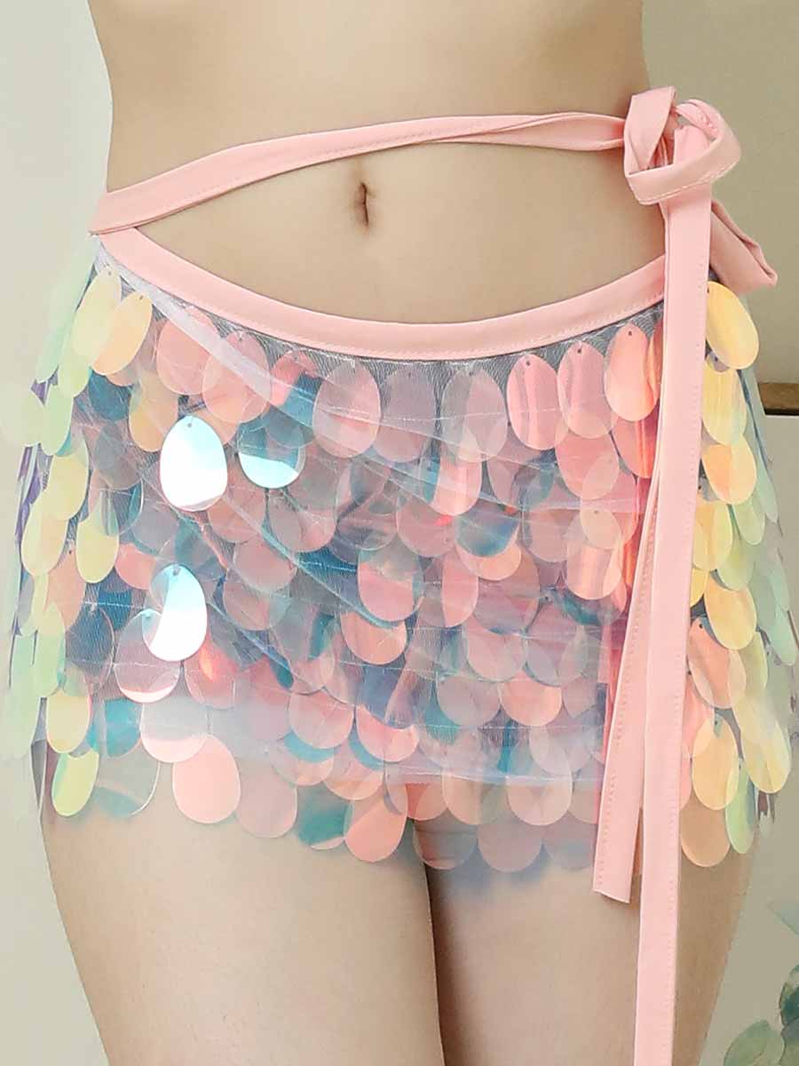 Pink Rainbow Sequin Mini Skirt - Image 2