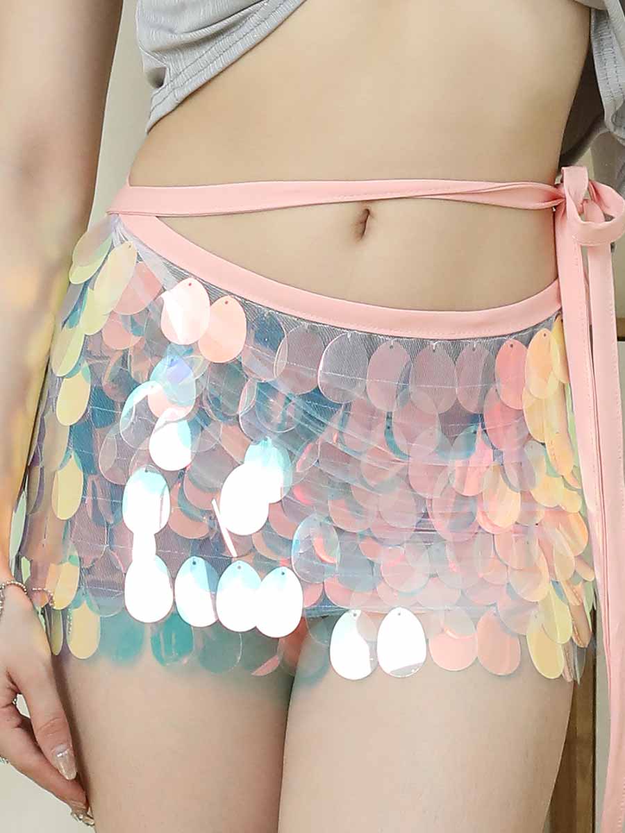 Pink Rainbow Sequin Mini Skirt - Image 5