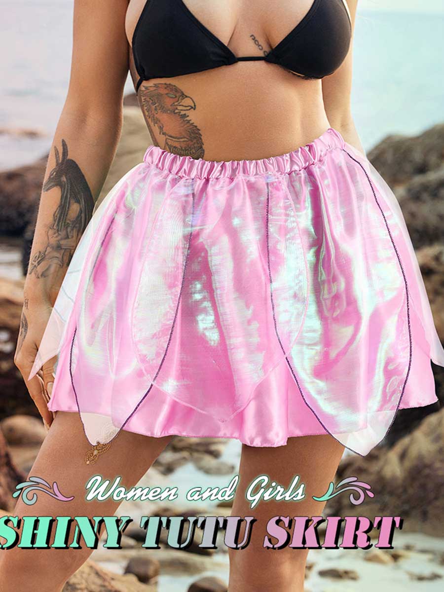 Pink Reflective Multi-layered Dance Skirt - Image 3