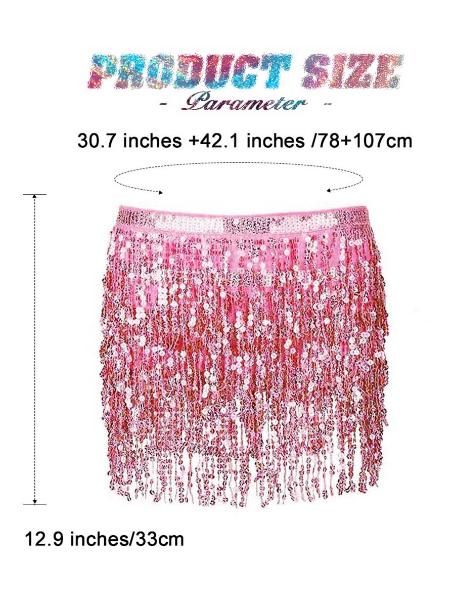 Pink Sequin Tassel A-Line Skirt - Image 7