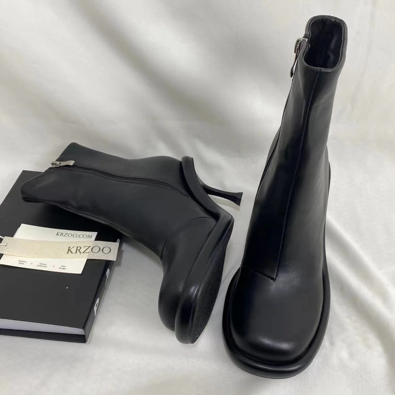 Platform Boots With Side Zippers - Image 3