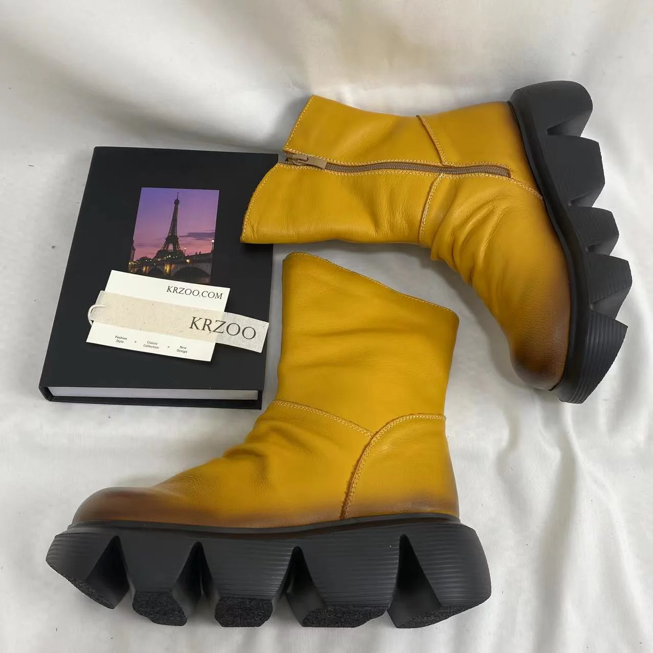 Platform Pleated Ankle Boots - Image 2
