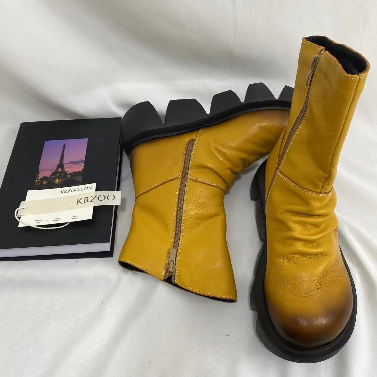 Platform Pleated Ankle Boots - Image 3