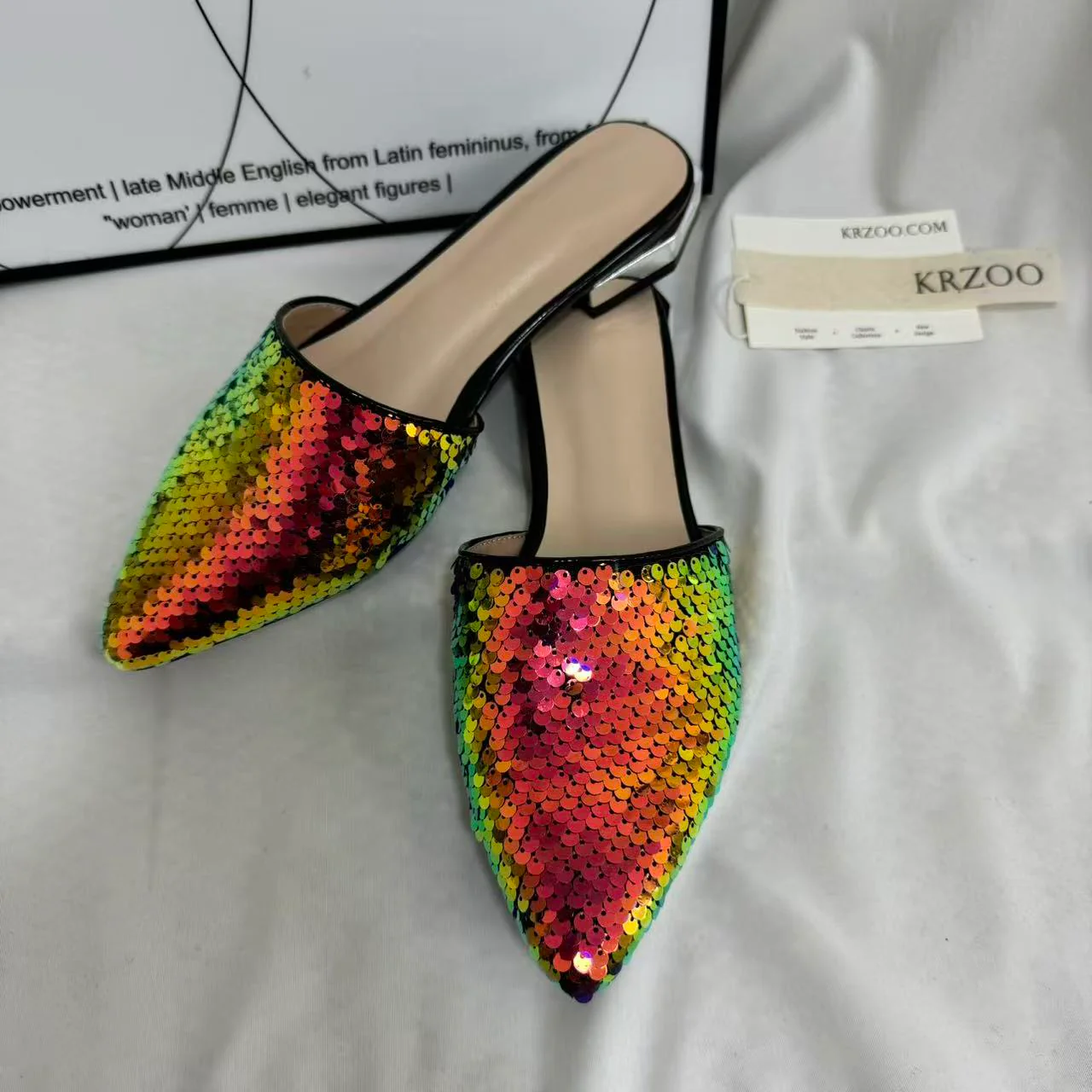 Plus-Size Flat Sequin Slides