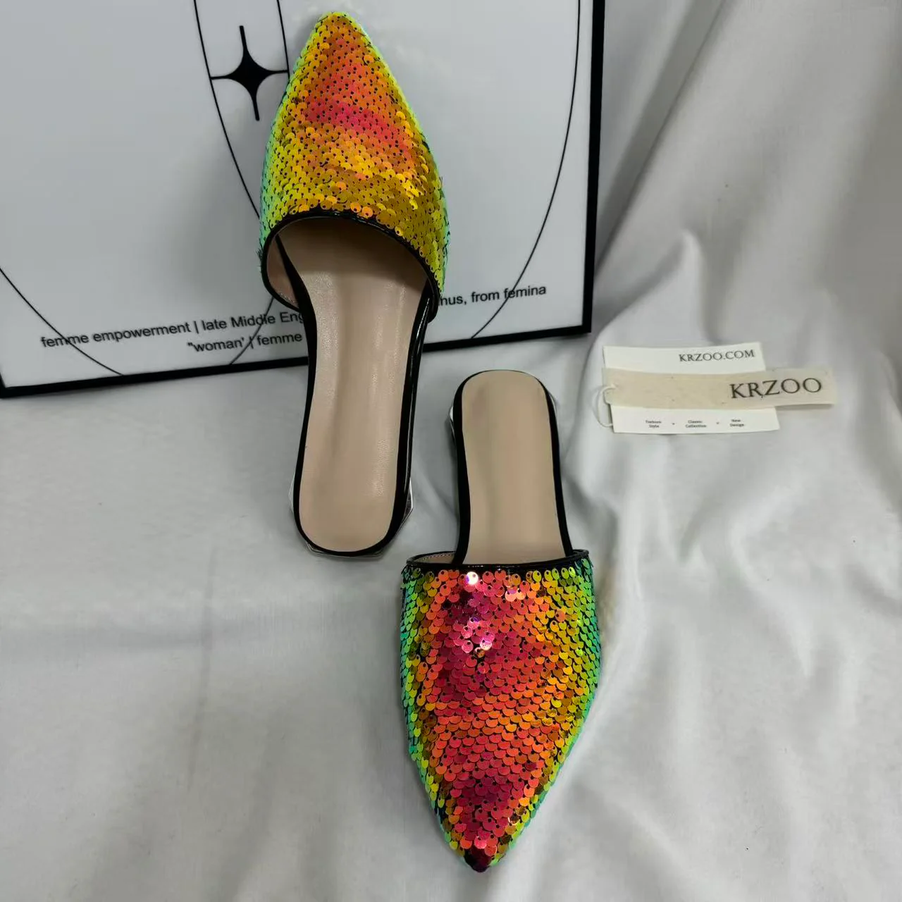 Plus-Size Flat Sequin Slides - Image 2