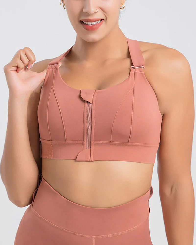 Plus Size Shock Absober Zip-Front High Impact Sports Bra - Image 3
