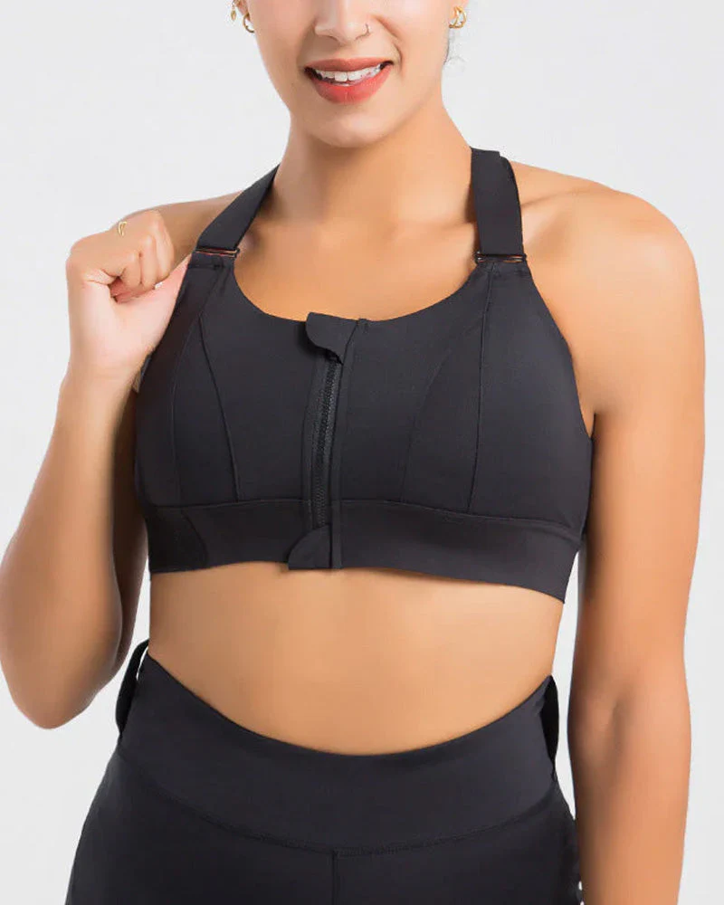 Plus Size Shock Absober Zip-Front High Impact Sports Bra - Image 4
