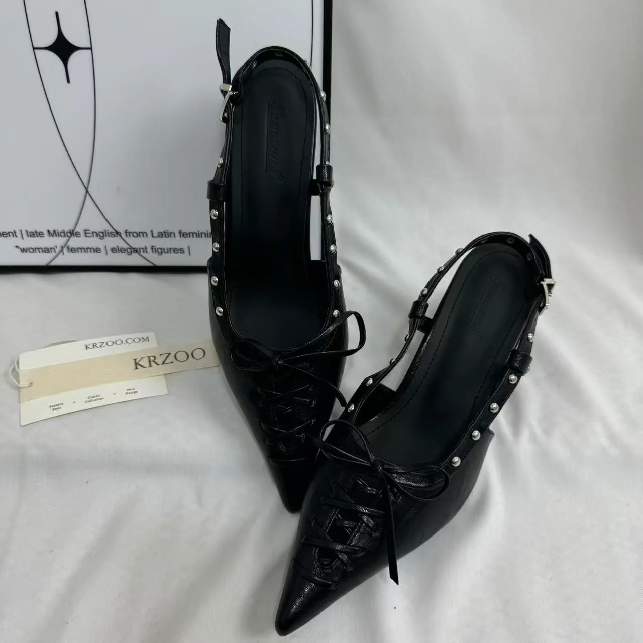 Pointed-Toe Closed-Toe Sandals with Bow Detail