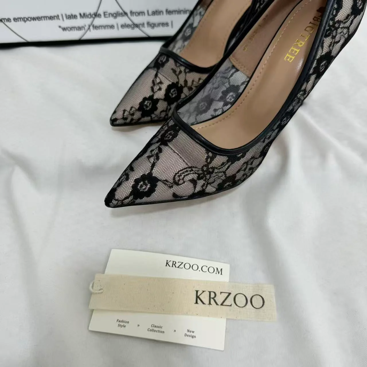 Pointed-Toe Mesh Cutout Lace Flats - Image 6