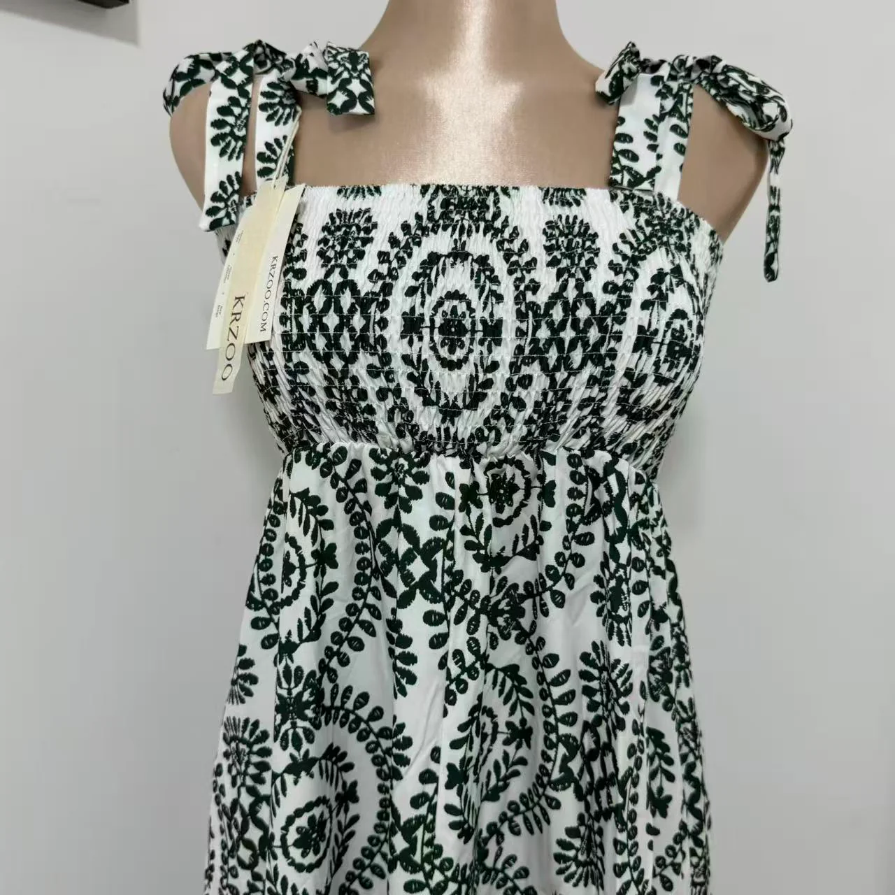Printed Sleeveless Strappy Dress with Slit - Image 4