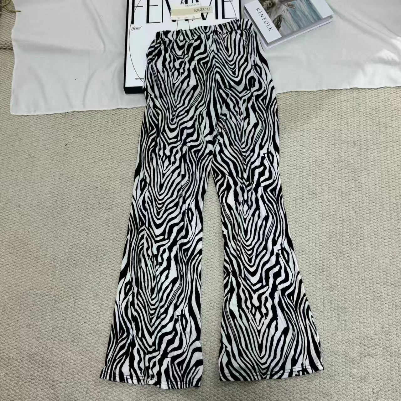 Printed Zebra-Print Straight-Leg Pants - Image 2