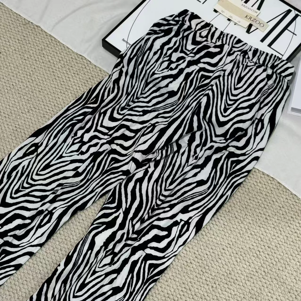 Printed Zebra-Print Straight-Leg Pants - Image 3