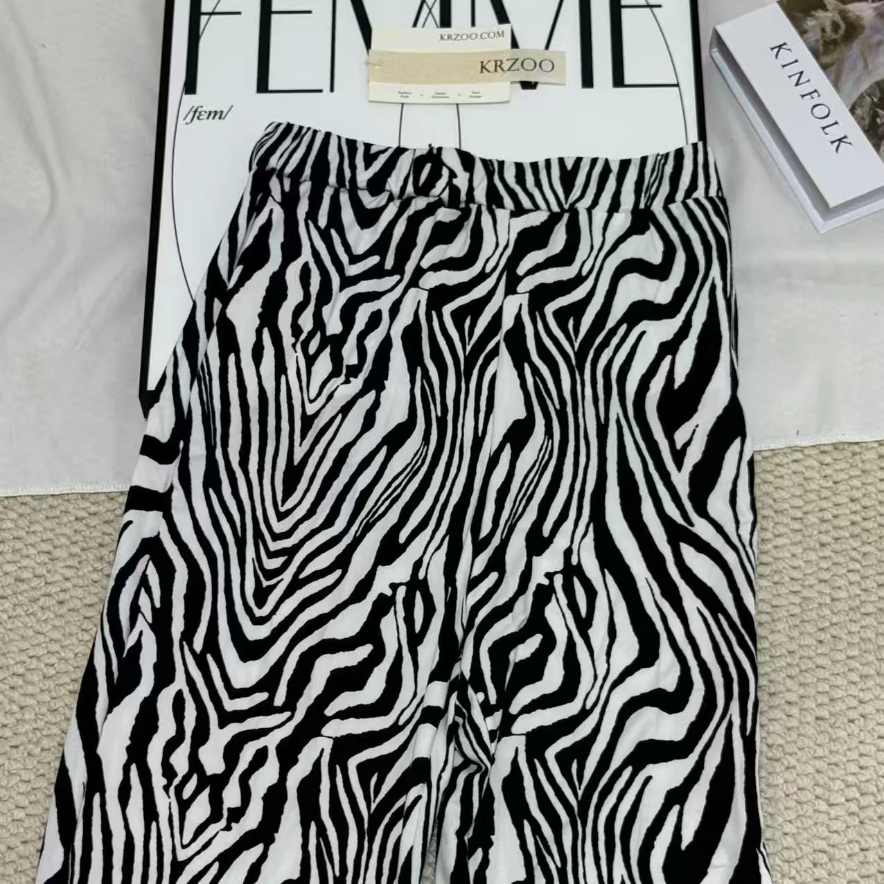 Printed Zebra-Print Straight-Leg Pants - Image 5