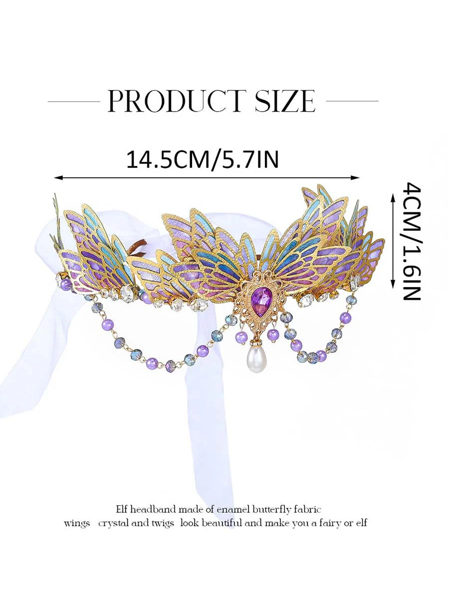 Purple Enamel Butterfly Crystal Crown - Image 4