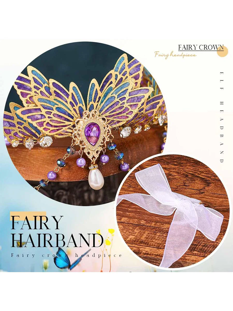 Purple Enamel Butterfly Crystal Crown - Image 6