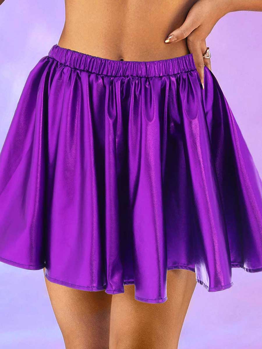 Purple Reflective A-Line Skirt - Image 3