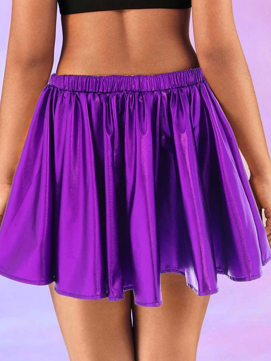 Purple Reflective A-Line Skirt - Image 5